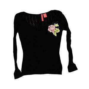 Charlotte Tarantola Women's Black with Sequins Long Sleeve Size S